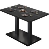 BM | Bistrotisch | B:T:H 120 x 70 x 75 cm | Schwarz Marmor / Schwarz | Rechteckig | Schwarzer Rand