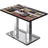 BM | Bistrotisch | B:T:H 130 x 80 x 75 cm | Vintage Farvet / Rustfrit stål | Rectangulær | Sort kant