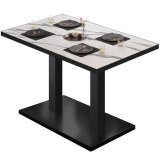 BM | Bistrotisch | B:T:H 120 x 70 x 75 cm | Hvitt marmor / Svart | Rektangulær | Svart kant