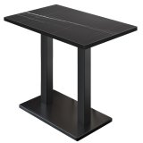 BM | Bistro Statafel | 120 x 70 x 108 cm | Rechthoekig | Zwarte Rand | Zwart Marmer / Zwart