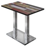 BM | Mesa alta para bistró | 110 x 60 x 108 cm | Rectangular | Borde negro | Vintage multicolor / Acero inoxidable