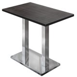 BM | Mesa alta de bistró | 110 x 60 x 108 cm | Rectangular | Borde negro | Wenge / Acero inoxidable