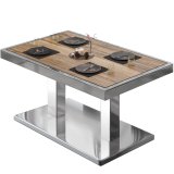 BM | Bistro Loungetisch | B:T:H 110 x 60 x 41 cm | Sheesham / Edelstahl