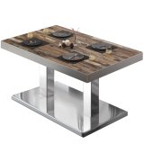 BM | Table basse de salon Bistro | L:l:H 110 x 60 x 41 cm | Vintage ancien / Acier inoxydable