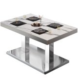 BM | Bistro Loungetisch | B:T:H 120 x 70 x 41 cm | Weiß Marmor / Schwarz