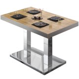 BM | Bistrotabel | B:T:H 130 x 80 x 77 cm | eg / rustfrit stål | Rektangulær | Rustrift kant