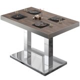 BM | Bistrotisch | B:T:H 130 x 80 x 77 cm | Light Wenge / rustfrit stål | Rektangulær | Rustfrit stål kant