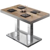 BM | Bistrotisch | B:T:H 130 x 80 x 77 cm | Sheesham / Rustfrit stål | Rektangulær | Rustfrit stålrand