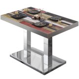 BM | Bistrotisch | B:H:D 130 x 80 x 77 cm | Vintage Kleur / RVS | Rechthoekig | RVS Rand
