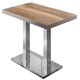 BM | Mesa alta para bistró | 110 x 60 x 110 cm | Rectangular | Borde de acero inoxidable | Sheesham / Acero inoxidable