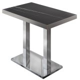 BM | Bistro statafel | 120 x 70 x 110 cm | Rechthoekig | Rvs Rand | Zwart Marmer / Rvs