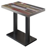 BM | Bistro table haut | 110 x 60 x 110 cm | Rectangulaire | Bord en acier inoxydable | Vintage coloré / Noir