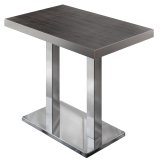 BM | Table haute de bistrot | 110 x 60 x 110 cm | Rectangulaire | Bord en acier inoxydable | Wenge / Acier inoxydable