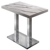 BM | Bistro statafels | 120 x 70 x 110 cm | Rechthoekig | Rvs rand | Wit marmer / Rvs
