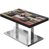BM | Mesa de salón bistró | An:Al:Pr 130 x 80 x 41 cm | Vintage multicolor / Acero inoxidable