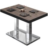 BM | Bistrolavetafel | B:T:H 130 x 80 x 77 cm | Light Wenge / rustfrit stål | Rektangulær | Sort kant