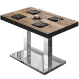 BM | Mesa de bistró | B:A: H 130 x 80 x 77 cm | Sheesham / Acero inoxidable | Rectangular | Borde negro