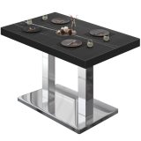 BM | Bistrotisch | B:T:H 130 x 80 x 77 cm | Sort Marmor / Rustfrit Stål | Rektangulær | Sort kant