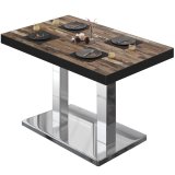 BM | Mesa bistró | B:T:H 130 x 80 x 77 cm | Vintage Old / Acero inoxidable | Rectangular | Borde negro