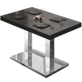BM | Bistrotische | B:T:H 130 x 80 x 77 cm | Wenge / rustfrit stål | Rektangulær | Sort kant