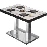 BM | Bistrotisch | B:T:H 130 x 80 x 77 cm | Hvid marmor / rustfrit stål | Rektangulært | Sort kant