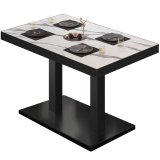 BM | Bistrotisch | B:T:H 110 x 60 x 77 cm | Hvit Marmor / Svart | Rektangulær | Svart kant