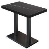 BM | Bistro Stehtisch | 110 x 60 x 110 cm | Rechteckig | Schwarzer Rand | Schwarz Marmor / Schwarz