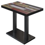 BM | Mesa alta de bistró | 130 x 80 x 110 cm | Rectangular | Borde negro | Vintage colorido / negro