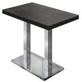 BM | Mesa alta de bistró | 110 x 60 x 110 cm | Rectangular | Borde negro | Wenge / Acero inoxidable