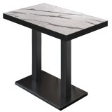 BM | Mesa de bistró | 130 x 80 x 110 cm | Rectangular | Borde negro | Mármol blanco / Negro