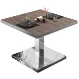 BM | Mesa de salón Bistro | B: T: H 70 x 70 x 41 cm | Wenge claro / Acero inoxidable