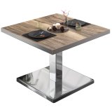 BM | Mesa de salón para bistró | B: T: H 70 x 70 x 41 cm | Sheesham / Acero inoxidable