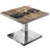 BM | Mesa de salón de bistró | B: T: H 70 x 70 x 41 cm | Vintage Old / Acero inoxidable