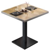 BM | Bistrotisch | B:T:H 80 x 80 x 75 cm | Eiche / Schwarz | Quadratisch | Edelstahl Rand