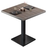BM | Mesa de bistró | B:T:H 70 x 70 x 75 cm | Wengué claro / negro | Cuadrada | Borde de acero inoxidable