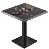 BM | Bistrotisch | B:T:H 70 x 70 x 75 cm | Svart marmor / Svart | Kvadratisk | Rustfritt stål kant