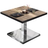 BM | Mesa de salón Bistro | P:An:Al 80 x 80 x 41 cm | Sheesham / Acero inoxidable