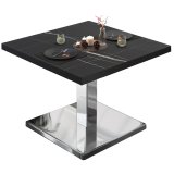 BM | Mesa de salón bistró | B: T: H 80 x 80 x 41 cm | Mármol negro / Acero inoxidable