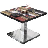BM | Mesa de salón bistró | B: T: H 80 x 80 x 41 cm | Vintage Multicolor / Acero inoxidable