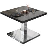 BM | Mesa de salón para bistró | P: A: H 80 x 80 x 41 cm | Wenge / Acero inoxidable