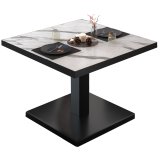 BM | Mesa de salón bistró | P:A:H 80 x 80 x 41 cm | Mármol blanco / Negro