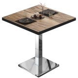 BM | Bistrotisch | B:T:H 60 x 60 x 75 cm | Sheesham / Rustfrit stål | Kvadratisk | Sort kant
