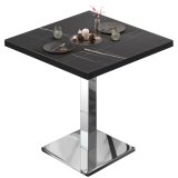 BM | Bistrotisch | B:T:H 60 x 60 x 75 cm | Zwart Marmer / RVS | Vierkante vorm | Zwarte rand