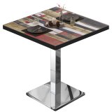 BM | Bistrotisch | B:T:H 70 x 70 x 75 cm | Vintage Colorful / Stainless Steel | Square | Black Edge