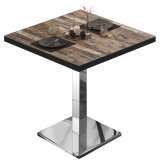 BM | Bistrotisch | B:T:H 60 x 60 x 75 cm | Vintage Old / RVS | Vierkant | Zwarte rand