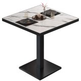 BM | Bistrotisch | B:T:H 60 x 60 x 75 cm | Wit Marmer / Zwart | Vierkant | Zwarte rand
