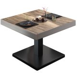 BM | Mesa de café tipo bistró | A:Anchura x P:Profundidad x Al:Altura 60 x 60 x 41 cm | Sheesham / Negro