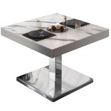BM | Bistro Loungebord | B: T: H 60 x 60 x 41 cm | Hvid marmor / stainless steel