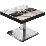 BM | Bistro Loungebord | B: T: H 60 x 60 x 41 cm | Hvid marmor / rustfrit stål