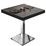 BM | Mesa bistró | B:T:H 70 x 70 x 77 cm | Wenge / Acero inoxidable | Cuadrada | Borde negro